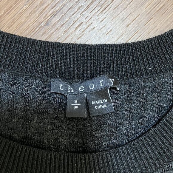 Theory Black/Dark Gray Wool Blend Knee-Length Sweater Dress Size S - Picture 4 of 7